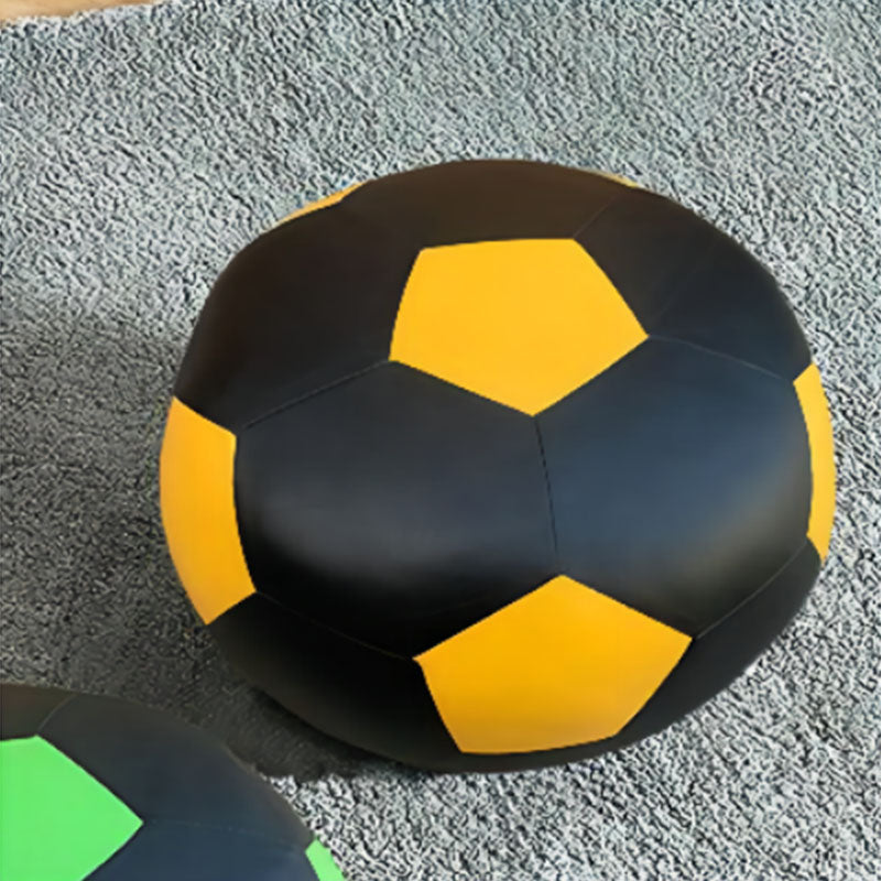 Modern Pouf Ottoman PU Leather Upholstered Geometric Print Spherical Ottoman Black 1 Piece Clearhalo 'furn' 'furn_ottomans_poufs' 'Furniture' 'Living Room Furniture' 'Ottomans & Poufs' 'ottomans_poufs' 6619608