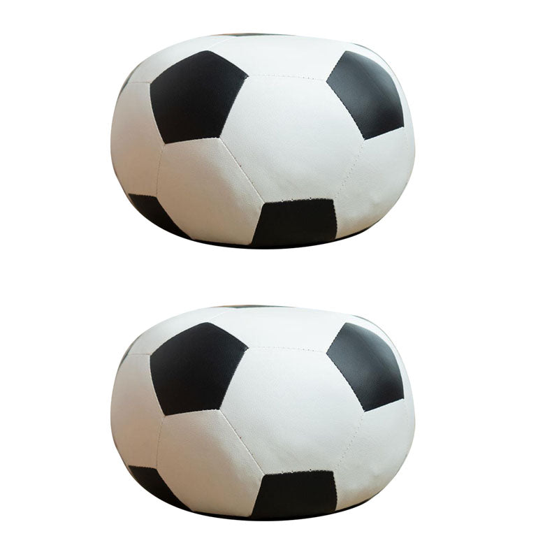 Modern Pouf Ottoman PU Leather Upholstered Geometric Print Spherical Ottoman Black White 2 Piece Set Clearhalo 'furn' 'furn_ottomans_poufs' 'Furniture' 'Living Room Furniture' 'Ottomans & Poufs' 'ottomans_poufs' 6619632