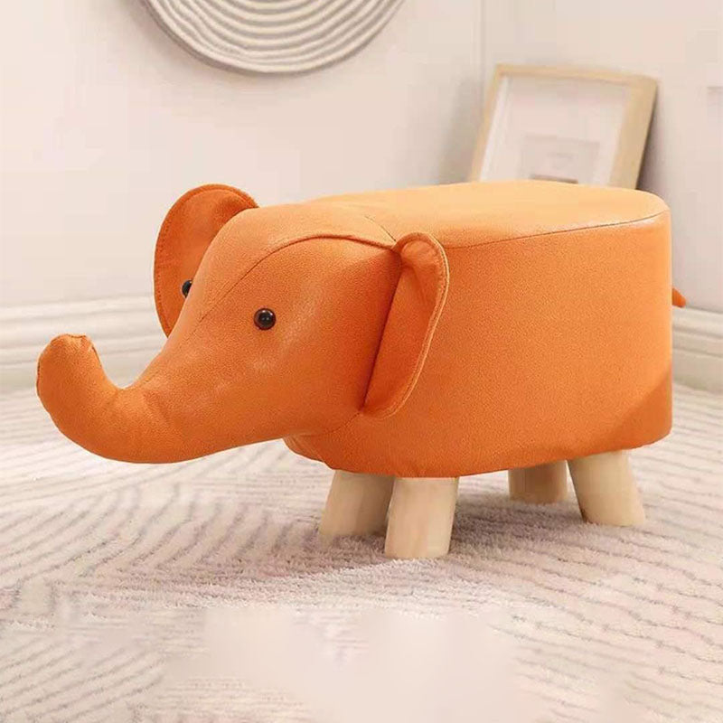 Contemporary Pouf Ottoman Cotton Upholstered Animal Shape Ottoman with Chair Legs Elephant Orange 1 Piece Clearhalo 'furn' 'furn_ottomans_poufs' 'Furniture' 'Living Room Furniture' 'Ottomans & Poufs' 'ottomans_poufs' 6619636