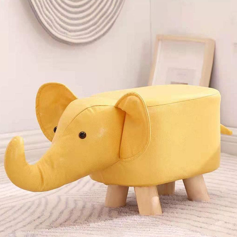 Contemporary Pouf Ottoman Cotton Upholstered Animal Shape Ottoman with Chair Legs Elephant Yellow 1 Piece Clearhalo 'furn' 'furn_ottomans_poufs' 'Furniture' 'Living Room Furniture' 'Ottomans & Poufs' 'ottomans_poufs' 6619641