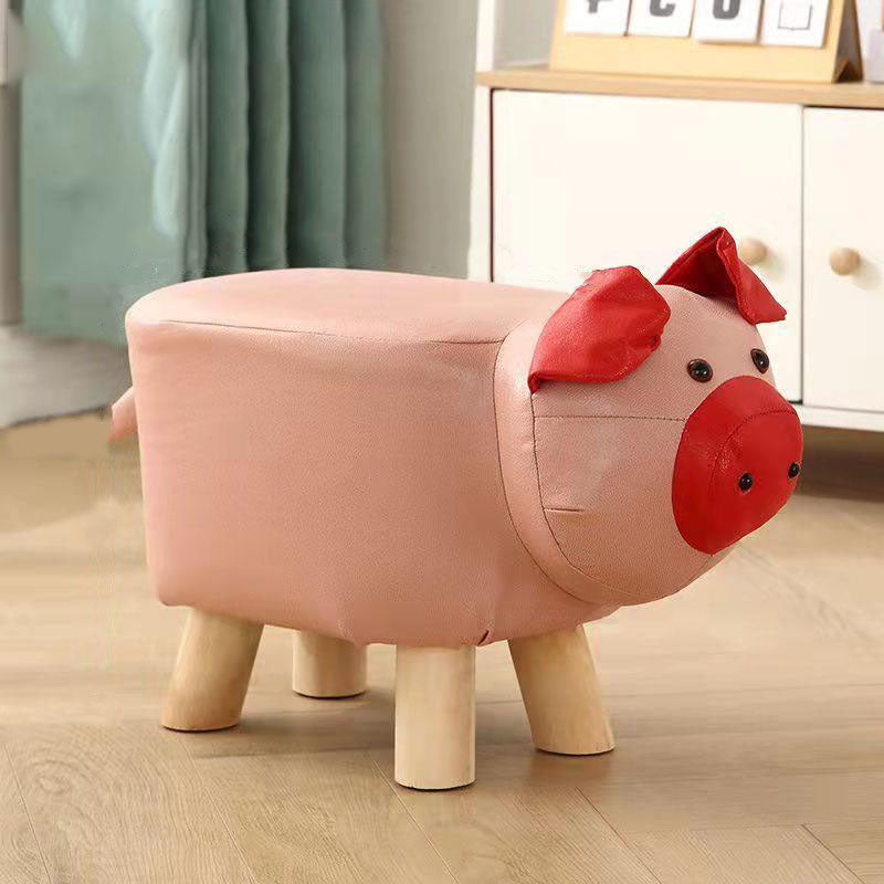 Contemporary Pouf Ottoman Cotton Upholstered Animal Shape Ottoman with Chair Legs Pig Pink 1 Piece Clearhalo 'furn' 'furn_ottomans_poufs' 'Furniture' 'Living Room Furniture' 'Ottomans & Poufs' 'ottomans_poufs' 6619643