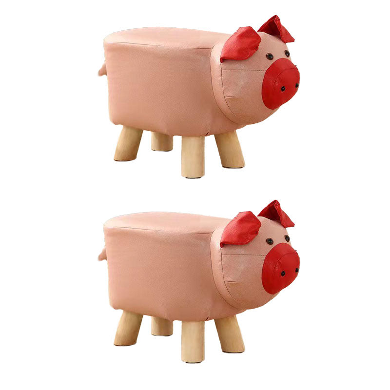Contemporary Pouf Ottoman Cotton Upholstered Animal Shape Ottoman with Chair Legs Pig Pink 2 Piece Set Clearhalo 'furn' 'furn_ottomans_poufs' 'Furniture' 'Living Room Furniture' 'Ottomans & Poufs' 'ottomans_poufs' 6619646