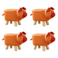 Contemporary Pouf Ottoman Cotton Upholstered Animal Shape Ottoman with Chair Legs Pig Orange 4 Piece Set Clearhalo 'furn' 'furn_ottomans_poufs' 'Furniture' 'Living Room Furniture' 'Ottomans & Poufs' 'ottomans_poufs' 6619651