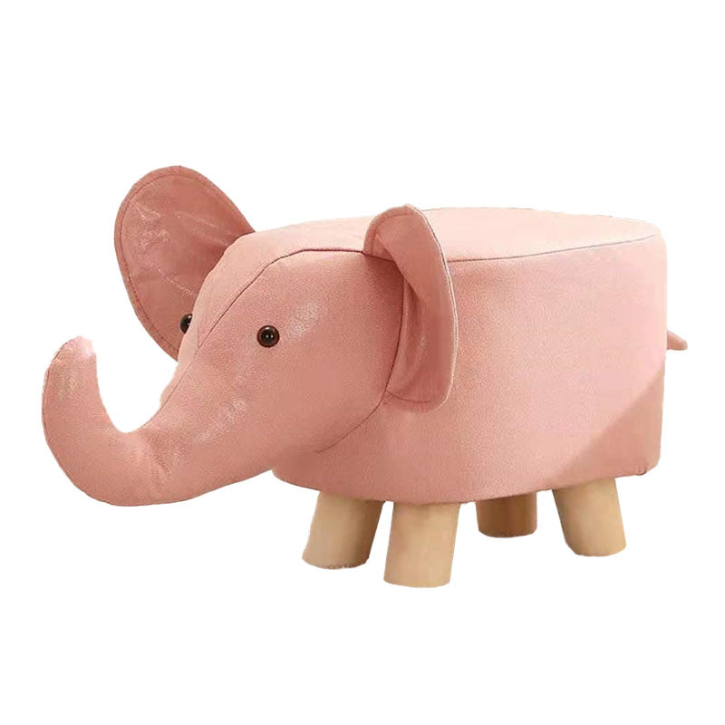 Contemporary Pouf Ottoman Cotton Upholstered Animal Shape Ottoman with Chair Legs Clearhalo 'furn' 'furn_ottomans_poufs' 'Furniture' 'Living Room Furniture' 'Ottomans & Poufs' 'ottomans_poufs' 6619659