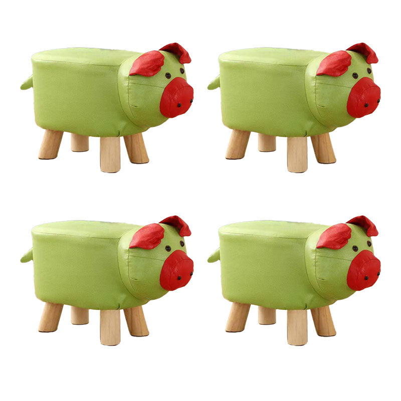 Contemporary Pouf Ottoman Cotton Upholstered Animal Shape Ottoman with Chair Legs Pig Green 4 Piece Set Clearhalo 'furn' 'furn_ottomans_poufs' 'Furniture' 'Living Room Furniture' 'Ottomans & Poufs' 'ottomans_poufs' 6619660