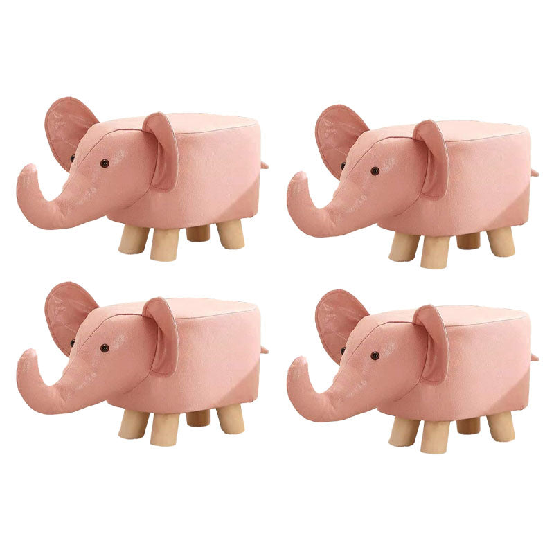 Contemporary Pouf Ottoman Cotton Upholstered Animal Shape Ottoman with Chair Legs Elephant Pink 4 Piece Set Clearhalo 'furn' 'furn_ottomans_poufs' 'Furniture' 'Living Room Furniture' 'Ottomans & Poufs' 'ottomans_poufs' 6619662