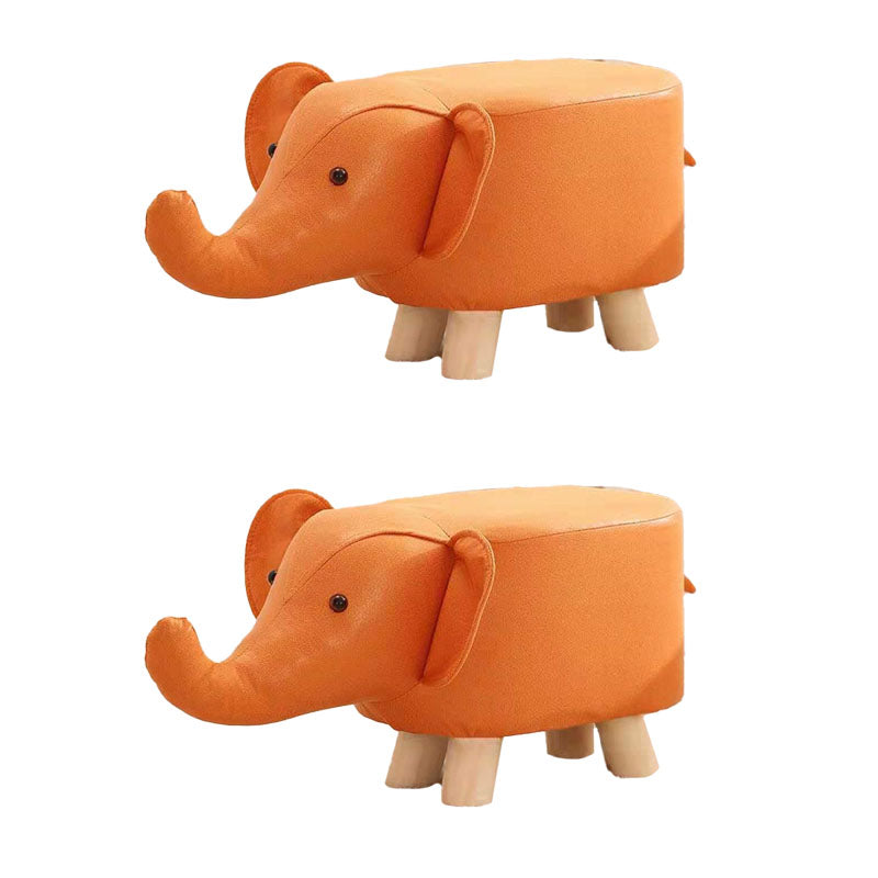 Contemporary Pouf Ottoman Cotton Upholstered Animal Shape Ottoman with Chair Legs Elephant Orange 2 Piece Set Clearhalo 'furn' 'furn_ottomans_poufs' 'Furniture' 'Living Room Furniture' 'Ottomans & Poufs' 'ottomans_poufs' 6619663