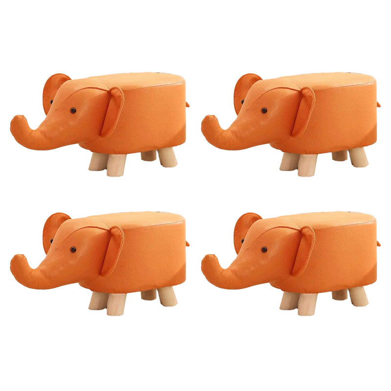Contemporary Pouf Ottoman Cotton Upholstered Animal Shape Ottoman with Chair Legs Elephant Orange 4 Piece Set Clearhalo 'furn' 'furn_ottomans_poufs' 'Furniture' 'Living Room Furniture' 'Ottomans & Poufs' 'ottomans_poufs' 6619665