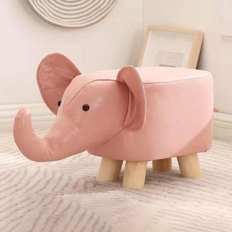 Contemporary Pouf Ottoman Cotton Upholstered Animal Shape Ottoman with Chair Legs Elephant Pink 1 Piece Clearhalo 'furn' 'furn_ottomans_poufs' 'Furniture' 'Living Room Furniture' 'Ottomans & Poufs' 'ottomans_poufs' 6619666