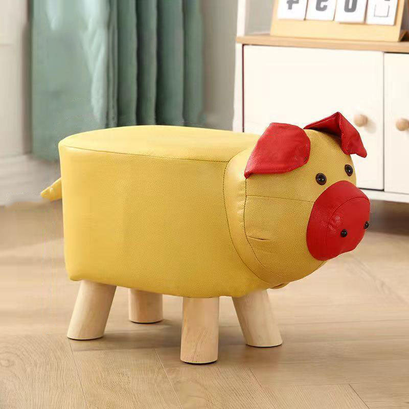 Contemporary Pouf Ottoman Cotton Upholstered Animal Shape Ottoman with Chair Legs Pig Yellow 1 Piece Clearhalo 'furn' 'furn_ottomans_poufs' 'Furniture' 'Living Room Furniture' 'Ottomans & Poufs' 'ottomans_poufs' 6619667
