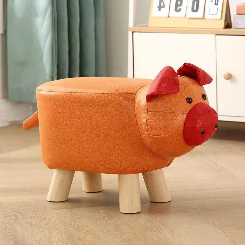Contemporary Pouf Ottoman Cotton Upholstered Animal Shape Ottoman with Chair Legs Pig Orange 1 Piece Clearhalo 'furn' 'furn_ottomans_poufs' 'Furniture' 'Living Room Furniture' 'Ottomans & Poufs' 'ottomans_poufs' 6619668