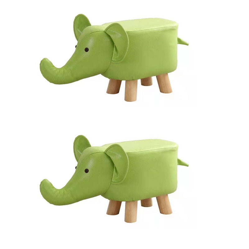 Contemporary Pouf Ottoman Cotton Upholstered Animal Shape Ottoman with Chair Legs Elephant Green 2 Piece Set Clearhalo 'furn' 'furn_ottomans_poufs' 'Furniture' 'Living Room Furniture' 'Ottomans & Poufs' 'ottomans_poufs' 6619669