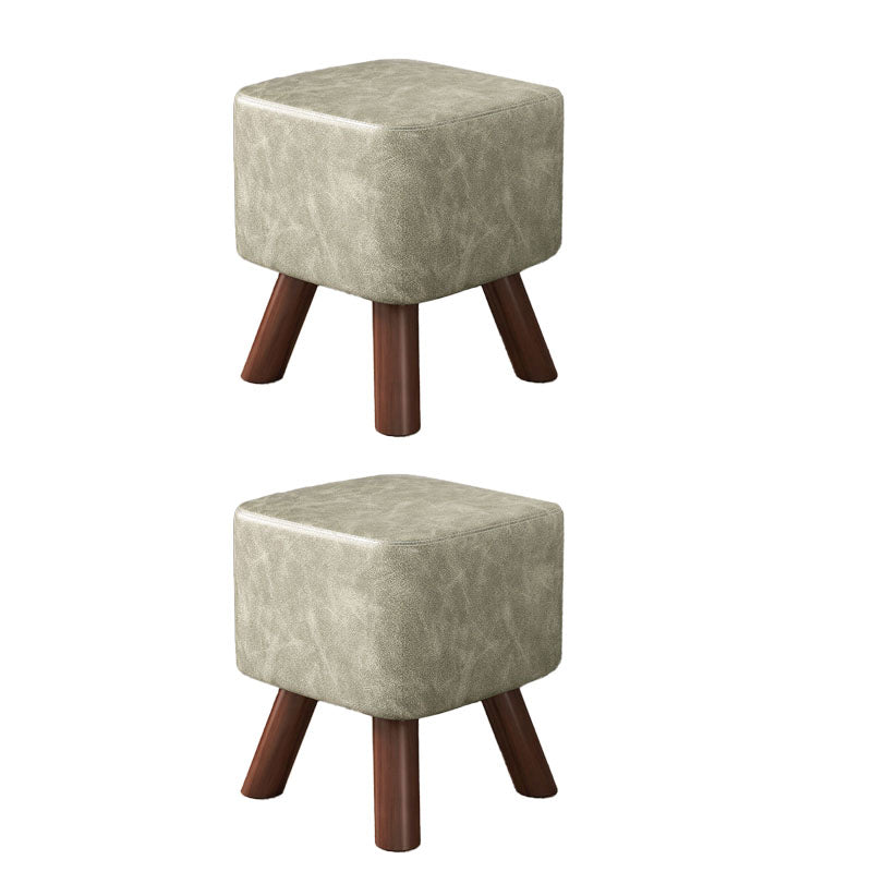 Faux Leather Standard Square / Round Pure Color Standard for Drawing Room Grey Square 2 Piece Set Clearhalo 'furn' 'furn_ottomans_poufs' 'Furniture' 'Living Room Furniture' 'Ottomans & Poufs' 'ottomans_poufs' 6619679