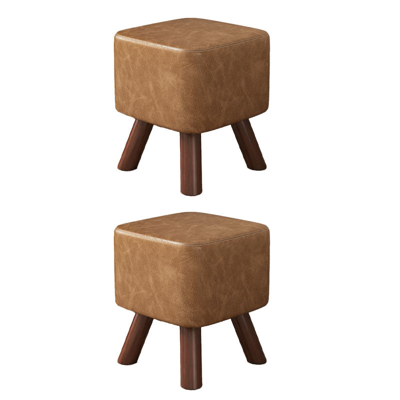 Faux Leather Standard Square / Round Pure Color Standard for Drawing Room Brown Square 2 Piece Set Clearhalo 'furn' 'furn_ottomans_poufs' 'Furniture' 'Living Room Furniture' 'Ottomans & Poufs' 'ottomans_poufs' 6619683