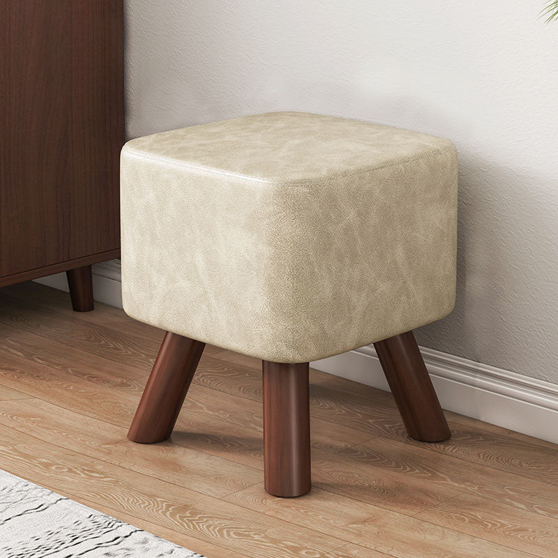 Faux Leather Standard Square / Round Pure Color Standard for Drawing Room Off-White Square 1 Piece Clearhalo 'furn' 'furn_ottomans_poufs' 'Furniture' 'Living Room Furniture' 'Ottomans & Poufs' 'ottomans_poufs' 6619704