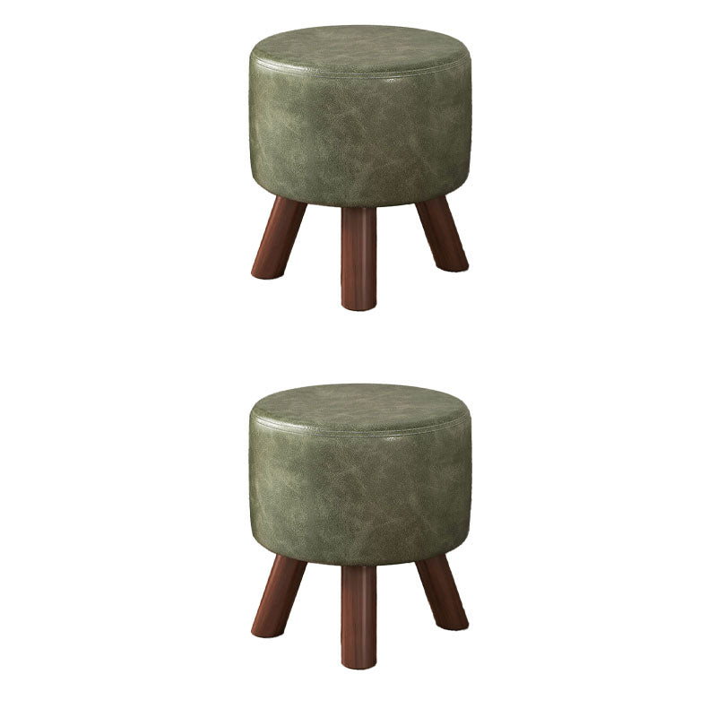 Faux Leather Standard Square / Round Pure Color Standard for Drawing Room Blackish Green Round 2 Piece Set Clearhalo 'furn' 'furn_ottomans_poufs' 'Furniture' 'Living Room Furniture' 'Ottomans & Poufs' 'ottomans_poufs' 6619706