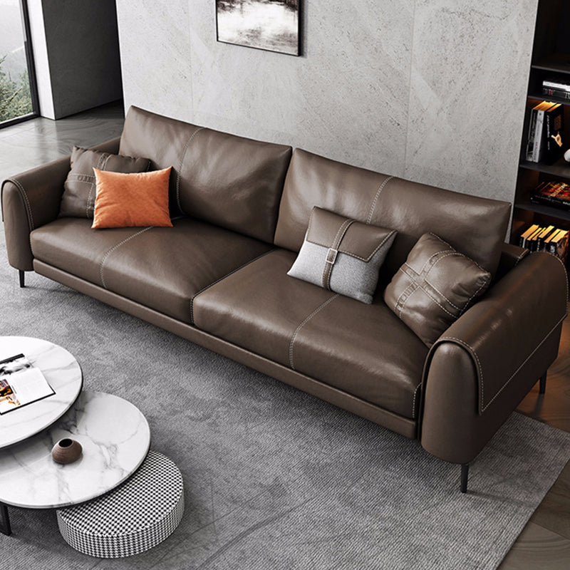 Vintage Sofa Dark Brown Pillows Rolled Arm Living Room Settee