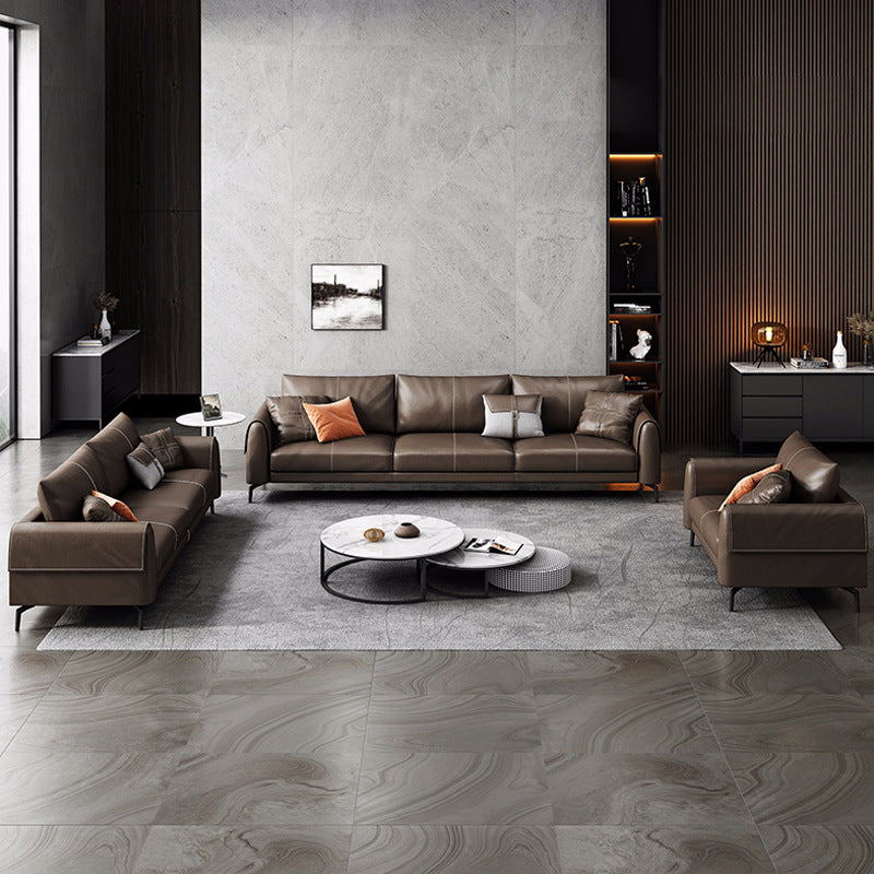 Vintage Sofa Dark Brown Pillows Rolled Arm Living Room Settee