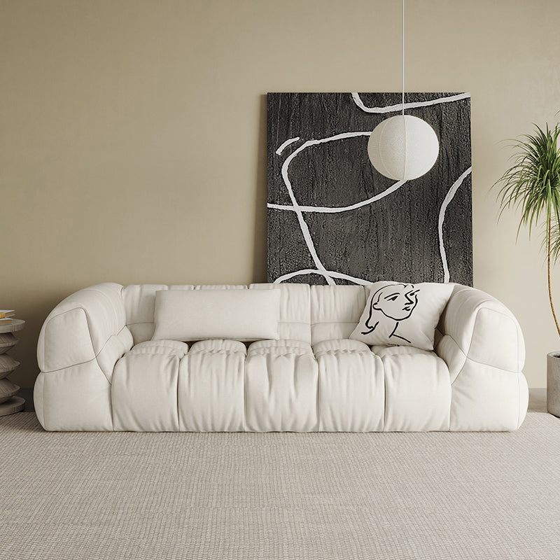 Contemporary White Button-tufted Sofa Tuxedo Arm Living Room Settee Clearhalo 'furn' 'furn_sofas' 'Furniture' 'Living Room Furniture' 'Sofa' 'sofas' 6619795