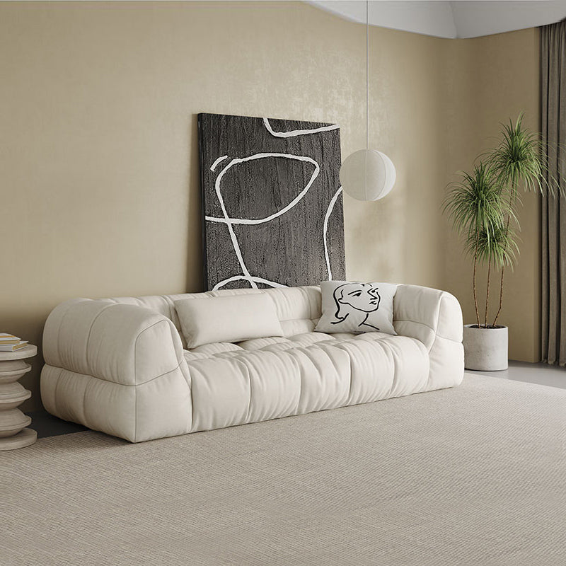 Contemporary White Button-tufted Sofa Tuxedo Arm Living Room Settee Clearhalo 'furn' 'furn_sofas' 'Furniture' 'Living Room Furniture' 'Sofa' 'sofas' 6619798