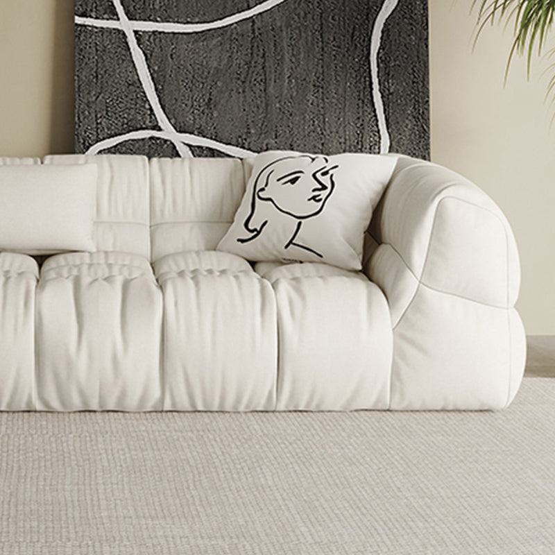 Contemporary White Button-tufted Sofa Tuxedo Arm Living Room Settee Clearhalo 'furn' 'furn_sofas' 'Furniture' 'Living Room Furniture' 'Sofa' 'sofas' 6619803