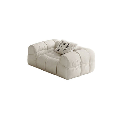 Contemporary White Button-tufted Sofa Tuxedo Arm Living Room Settee