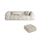 Contemporary White Button-tufted Sofa Tuxedo Arm Living Room Settee