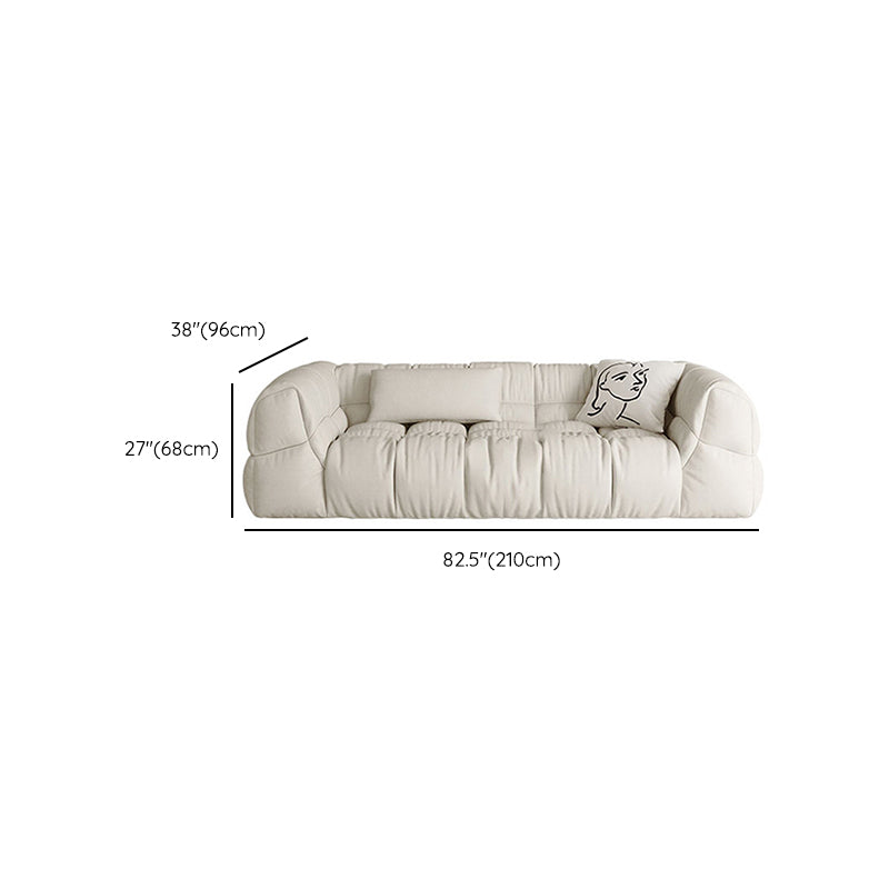Contemporary White Button-tufted Sofa Tuxedo Arm Living Room Settee