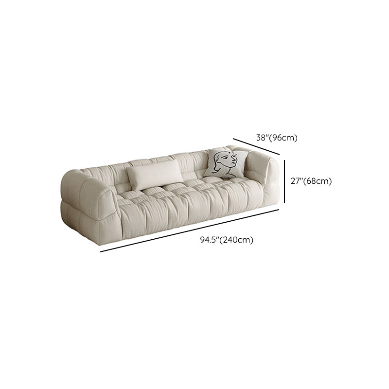 Contemporary White Button-tufted Sofa Tuxedo Arm Living Room Settee