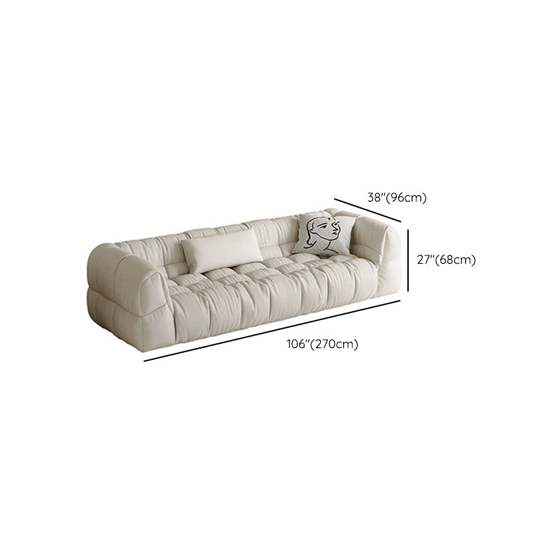 Contemporary White Button-tufted Sofa Tuxedo Arm Living Room Settee