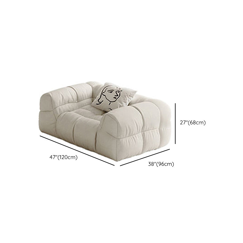 Contemporary White Button-tufted Sofa Tuxedo Arm Living Room Settee