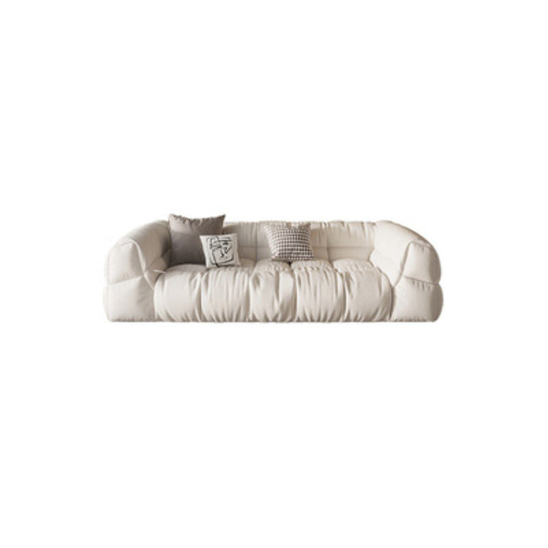 Contemporary White Cushions Tuxedo Arm Living Room Standard Settee