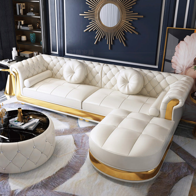 Mid Century Modern White Sofa Echt lederen woonkamer zitplaatsen