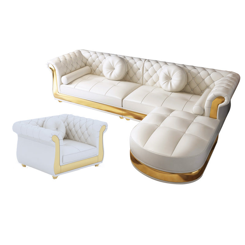 Mid Century Modern White Sofa Echt lederen woonkamer zitplaatsen