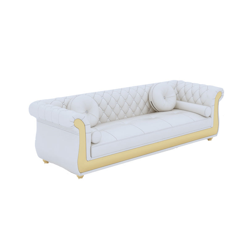Mid Century Modern White Sofa Echt lederen woonkamer zitplaatsen