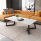 Contemporary 17.7" H Coffee Table Rectangular Stone 1 Single Cocktail Table 63"L x 31.5"W x 18"H White Gold Clearhalo 'Coffee & Accent Tables' 'Coffee Tables' 'coffee_tables' 'furn' 'furn_coffee_tables' 'Furniture' 'Living Room Furniture' 6620057
