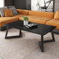 Contemporary 17.7" H Coffee Table Rectangular Stone 1 Single Cocktail Table 63"L x 31.5"W x 18"H Black Gold Clearhalo 'Coffee & Accent Tables' 'Coffee Tables' 'coffee_tables' 'furn' 'furn_coffee_tables' 'Furniture' 'Living Room Furniture' 6620060