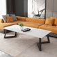 Contemporary 17.7" H Coffee Table Rectangular Stone 1 Single Cocktail Table 71"L x 35.5"W x 18"H White Gold Clearhalo 'Coffee & Accent Tables' 'Coffee Tables' 'coffee_tables' 'furn' 'furn_coffee_tables' 'Furniture' 'Living Room Furniture' 6620073