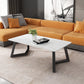 Contemporary 17.7" H Coffee Table Rectangular Stone 1 Single Cocktail Table White Gold Clearhalo 'Coffee & Accent Tables' 'Coffee Tables' 'coffee_tables' 'furn' 'furn_coffee_tables' 'Furniture' 'Living Room Furniture' 6620075