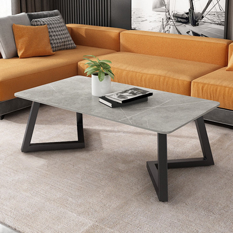 Contemporary 17.7" H Coffee Table Rectangular Stone 1 Single Cocktail Table Clearhalo 'Coffee & Accent Tables' 'Coffee Tables' 'coffee_tables' 'furn' 'furn_coffee_tables' 'Furniture' 'Living Room Furniture' 6620076