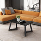 Contemporary 17.7" H Coffee Table Rectangular Stone 1 Single Cocktail Table 39.5"L x 19.5"W x 18"H Black Gold Clearhalo 'Coffee & Accent Tables' 'Coffee Tables' 'coffee_tables' 'furn' 'furn_coffee_tables' 'Furniture' 'Living Room Furniture' 6620079