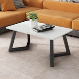 Contemporain 17,7 "H Table basse pierre rectangulaire 1 table de cocktail unique