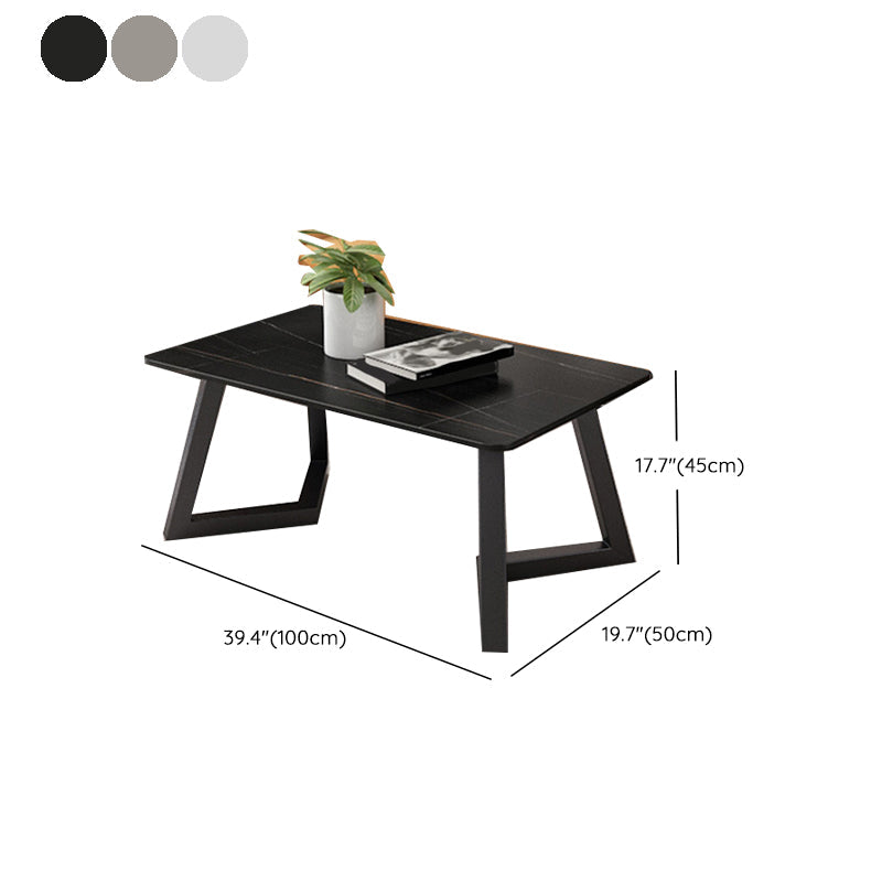 Contemporary 17.7" H Coffee Table Rectangular Stone 1 Single Cocktail Table Clearhalo 'Coffee & Accent Tables' 'Coffee Tables' 'coffee_tables' 'furn' 'furn_coffee_tables' 'Furniture' 'Living Room Furniture' 6620083
