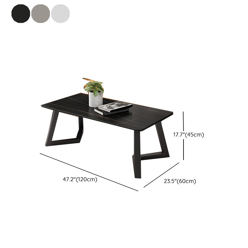 Contemporary 17.7" H Coffee Table Rectangular Stone 1 Single Cocktail Table Clearhalo 'Coffee & Accent Tables' 'Coffee Tables' 'coffee_tables' 'furn' 'furn_coffee_tables' 'Furniture' 'Living Room Furniture' 6620084