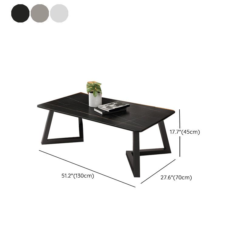Contemporary 17.7" H Coffee Table Rectangular Stone 1 Single Cocktail Table Clearhalo 'Coffee & Accent Tables' 'Coffee Tables' 'coffee_tables' 'furn' 'furn_coffee_tables' 'Furniture' 'Living Room Furniture' 6620085