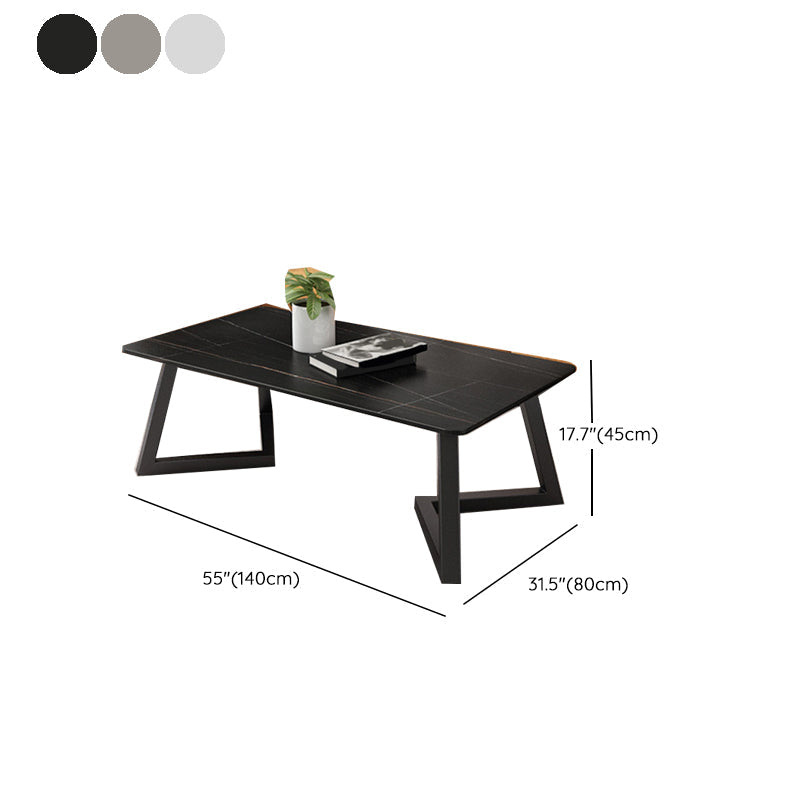 Contemporary 17.7" H Coffee Table Rectangular Stone 1 Single Cocktail Table Clearhalo 'Coffee & Accent Tables' 'Coffee Tables' 'coffee_tables' 'furn' 'furn_coffee_tables' 'Furniture' 'Living Room Furniture' 6620086