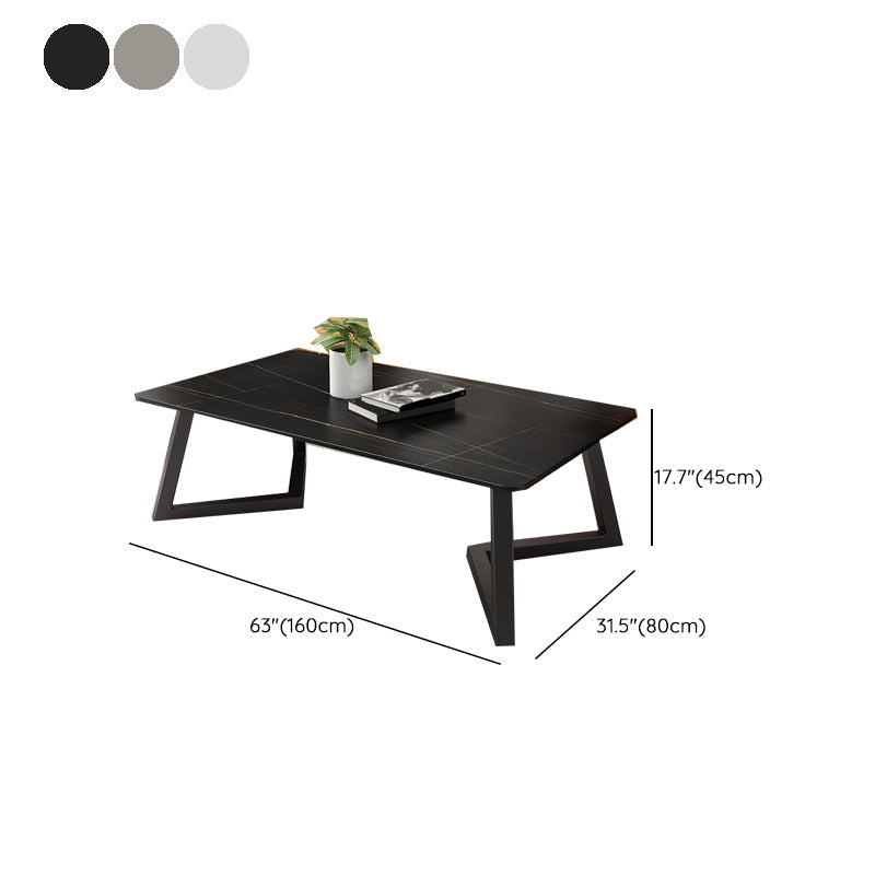 Contemporary 17.7" H Coffee Table Rectangular Stone 1 Single Cocktail Table Clearhalo 'Coffee & Accent Tables' 'Coffee Tables' 'coffee_tables' 'furn' 'furn_coffee_tables' 'Furniture' 'Living Room Furniture' 6620087