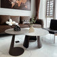 2-Piece Slate Round Coffee Table Set Modern White Simple Cocktail Table Clearhalo 'Coffee & Accent Tables' 'Coffee Tables' 'coffee_tables' 'furn' 'furn_coffee_tables' 'Furniture' 'Living Room Furniture' 6620089