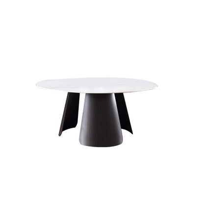 2-Piece Slate Round Coffee Table Set Modern White Simple Cocktail Table Clearhalo 'Coffee & Accent Tables' 'Coffee Tables' 'coffee_tables' 'furn' 'furn_coffee_tables' 'Furniture' 'Living Room Furniture' 6620090