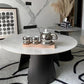 2-Piece Slate Round Coffee Table Set Modern White Simple Cocktail Table Clearhalo 'Coffee & Accent Tables' 'Coffee Tables' 'coffee_tables' 'furn' 'furn_coffee_tables' 'Furniture' 'Living Room Furniture' 6620092